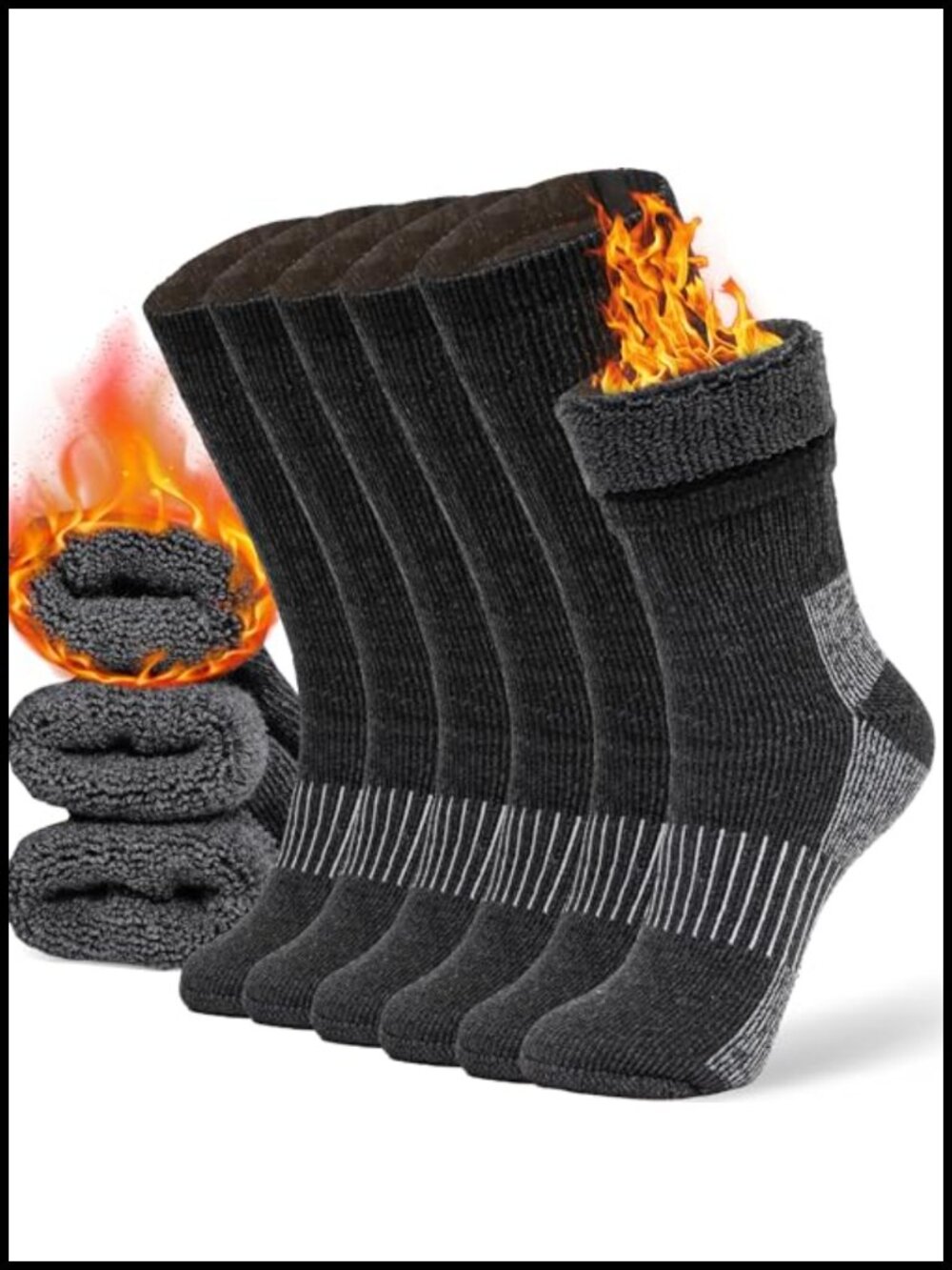 Cozy Merino Wool Blend Winter Socks, Cushioned Hiking Socks with Arch Support